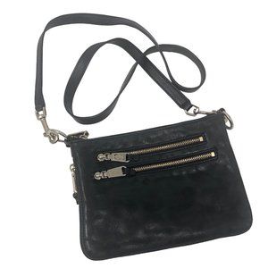 COLE HAAN Black Leather Crossbody Handba with Gold Metal Accents